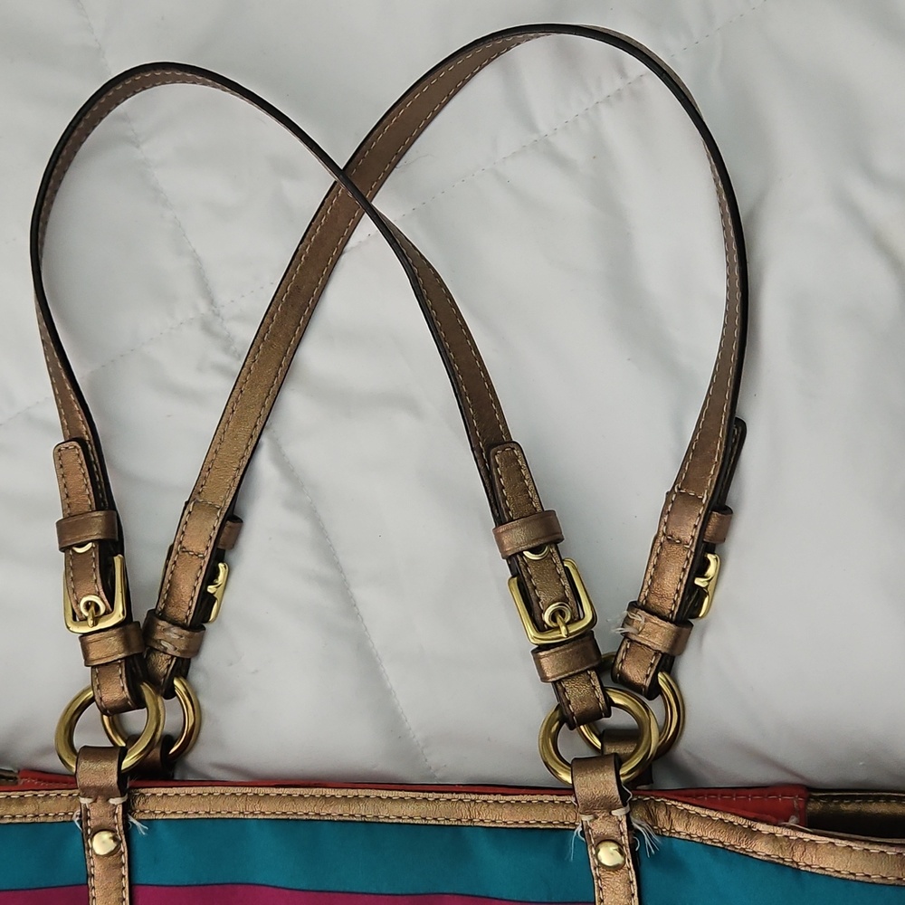 Coach Multistriped Legacy Tote - Picture 10 of 12